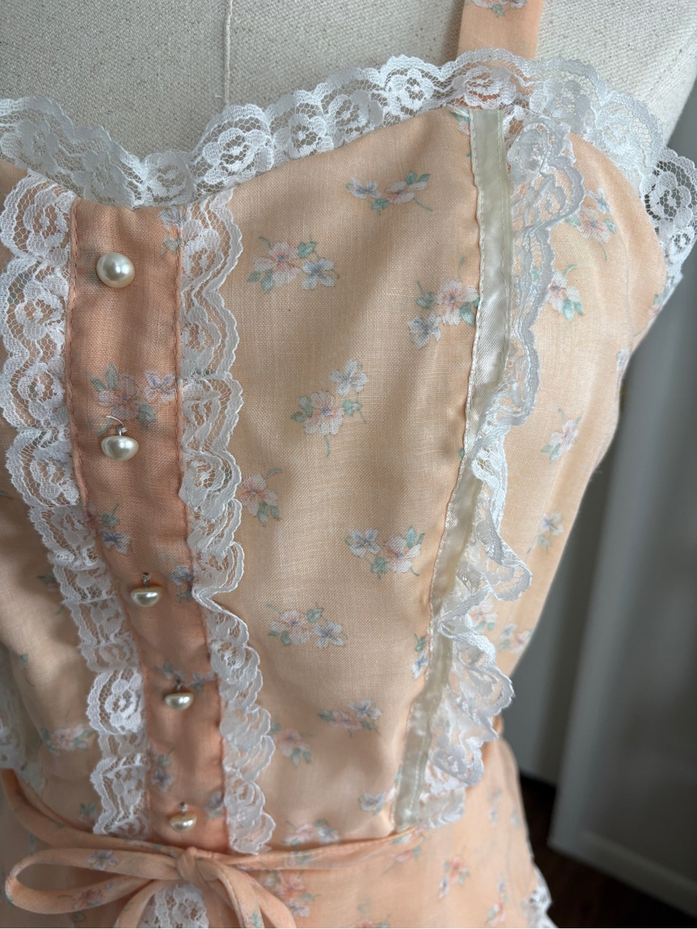 VTG 70s Prairie Gunne Sax-style Maxi Dress with Ruffles and Sweetheart Neckline - Picture 8 of 12